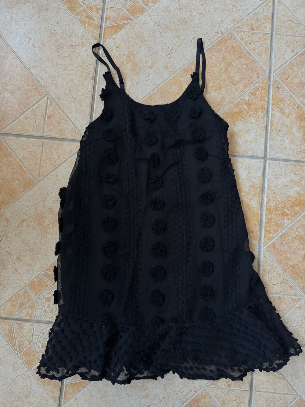 Black Pom-Pom Detail Sleeveless Dress